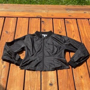 Good American Women’s Full Zip Fitted Waist Length Windbreaker In Black Size 2/M